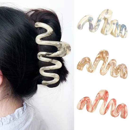 Smudge Textured Large Wavy Girl Hairpin New Ink Style Temperament Hair Grab
